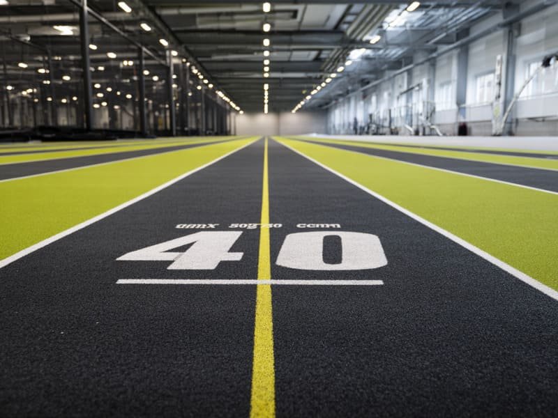 Nahaufnahme der strapazierfähigen Polyethylen-Fasern des Kunstrasens.